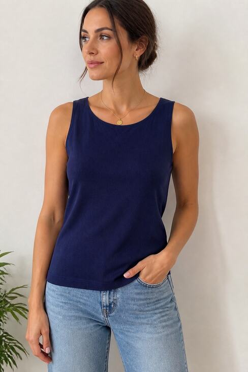 Chico's Tops - Chico's Travelers Navy Sleeveless Tank Top Size 1